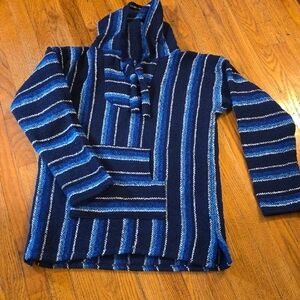 El Paso Saddleblanket Co. Navy Blue Striped Coastal Baja Pullover Sweater M